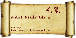 Antal Nikétás névjegykártya